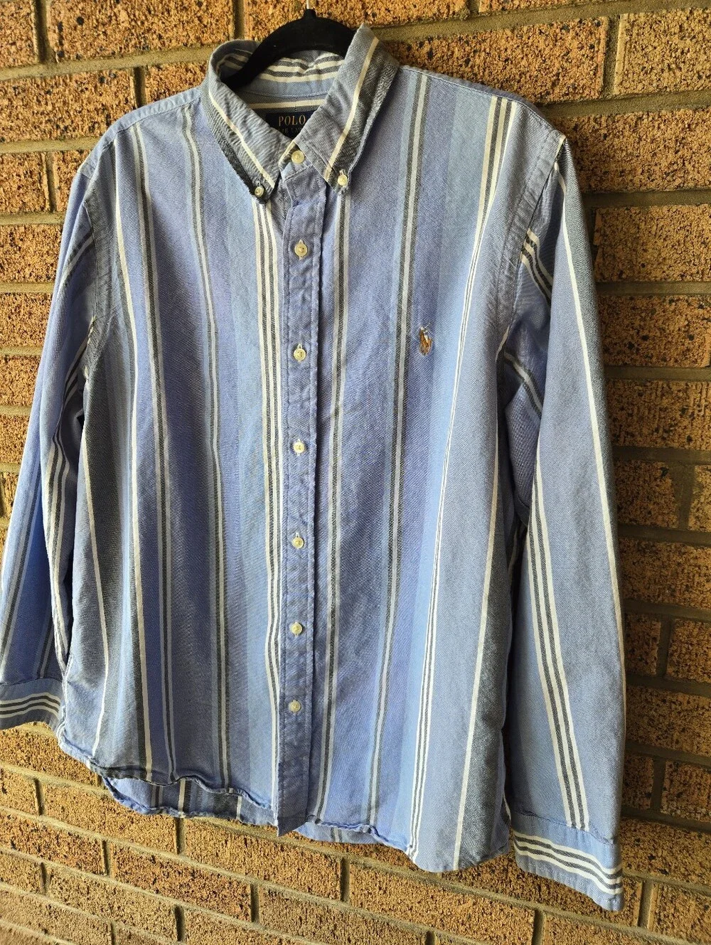 Polo Ralph Lauren Men's XL Classic Fit Striped Button Down Shirt Blue Cotton